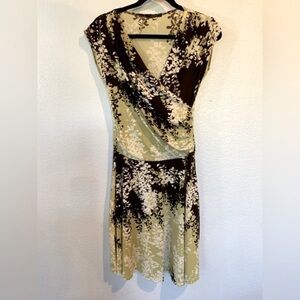 363. Soprano Wrap Style Dress Brown and Green Small